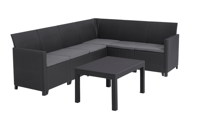 Marie 6 Sitzer Eck Lounge Set 2 teilig - Grau