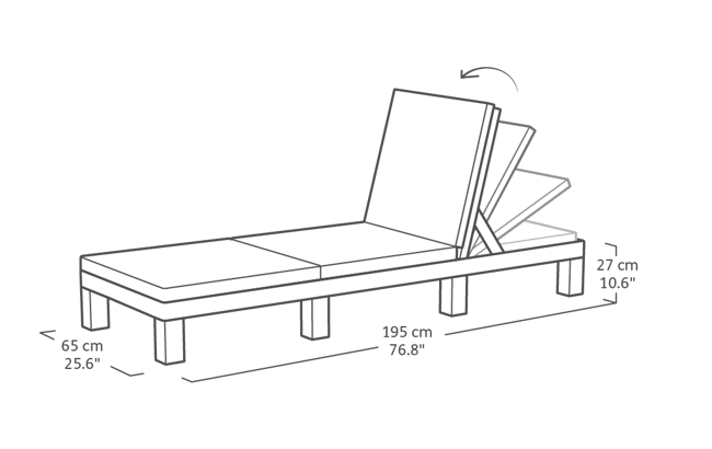 Tumbona de jardín Daytona Deluxe 65x195x25.5 cm - Grafito