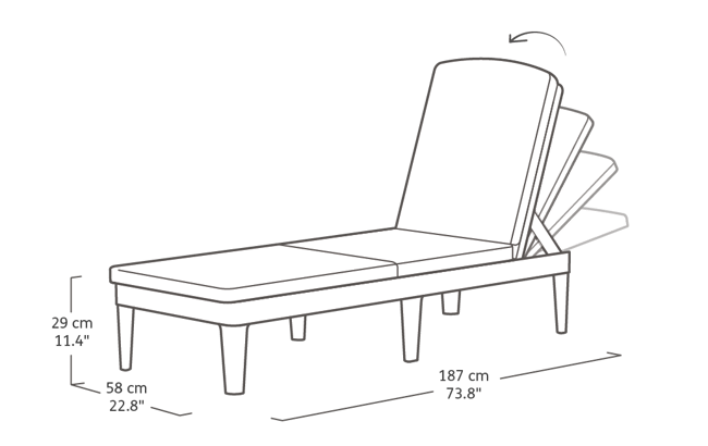 Jaipur Ligbed - 58x187x29cm - Antraciet