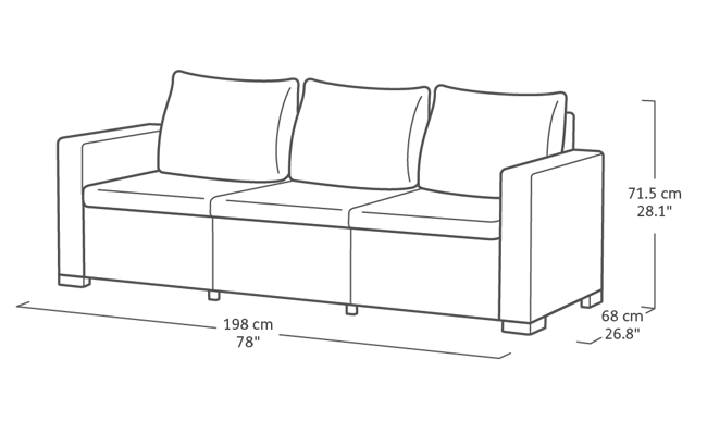 California 3-zits Loungebank - 198x68x71,5cm - Cappuccino