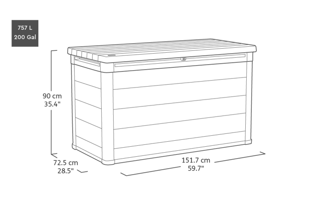 Coffre de jardin Cortina 757L - Gris Aspect Bois