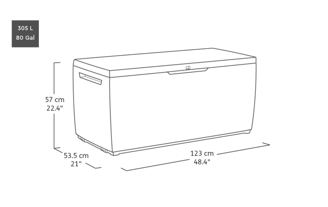 Arcón de exterior Springwood 123x54x57 cm y 305L - Marrón