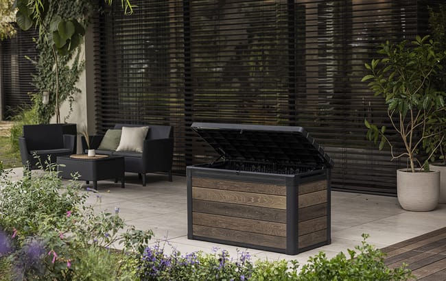 Coffre de jardin Signature 380L - Marron Aspect Noyer