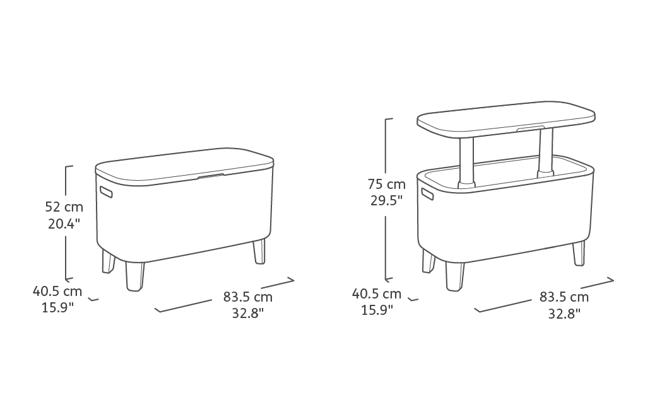 Nevera de jardín BevyBar - Abierto: 83,5x40,5x75 cm y 56L - Marrón