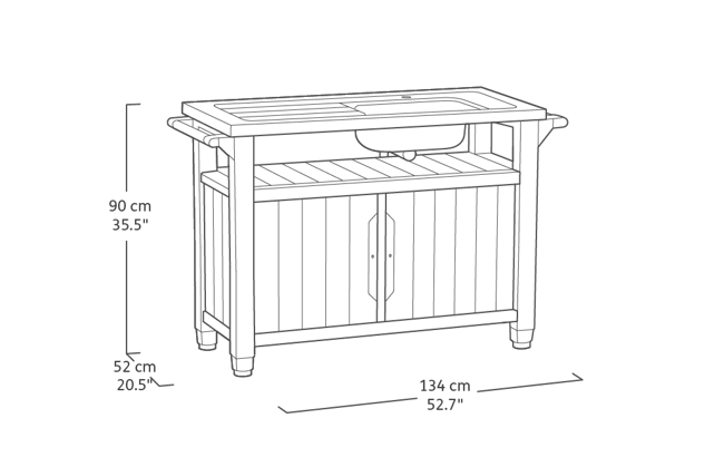 Desserte Unity XL 207L avec évier - Anthracite