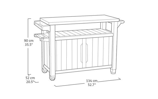 Unity XL Barbecue Tafel -123,7x54x90cm - Antraciet