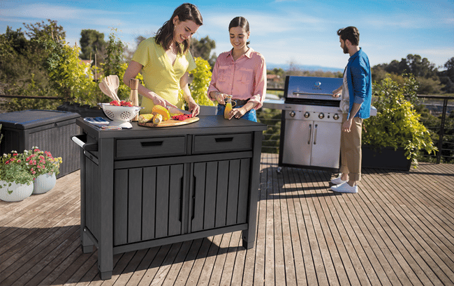 Keter Unity XL Barbecuetafel - 134x51,7x90 cm - Antraciet