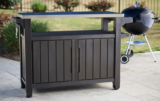 Unity XL Brown Outdoor Kitchen Cart with Storage - Keter