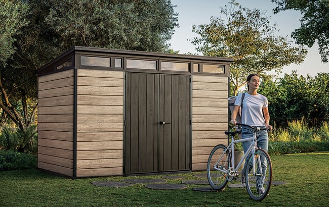 Signature Ashwood Brown Large Storage Shed 11x7 Shed Keter US