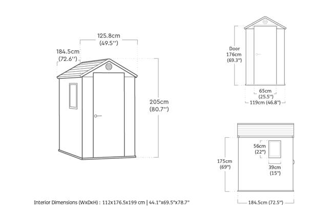 Darwin 4x6 Gartenhaus - 125.8x184.5x205cm