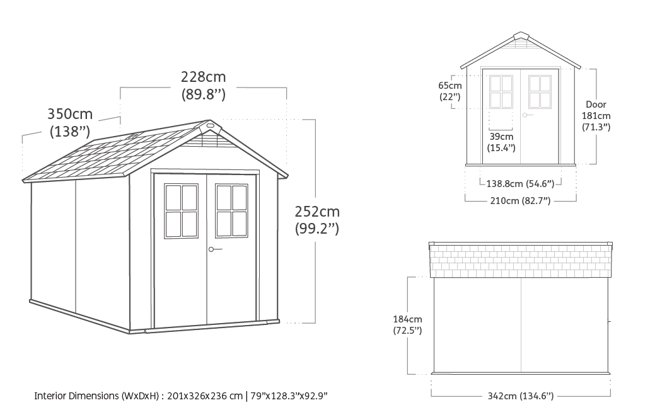 Caseta de exterior Newton 7511 - 228x350x252 cm y 7,2m2 - Marrón madera