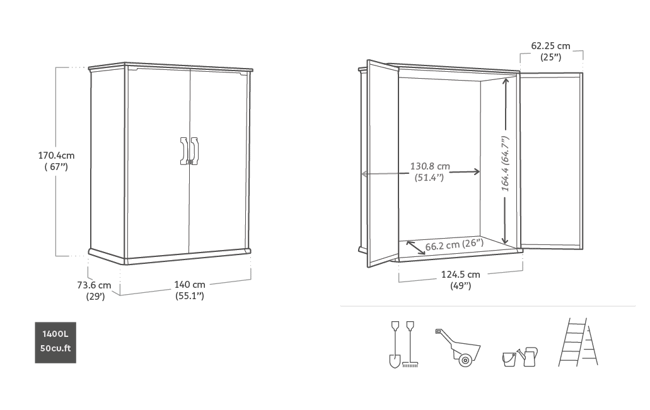 Premier Tall Gartenschrank - Graubraun