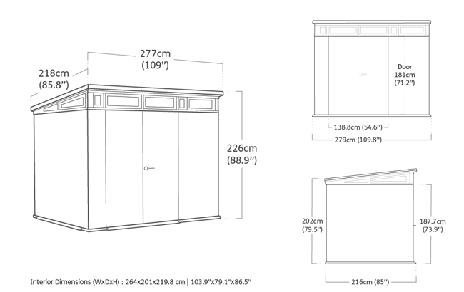 Signature Gartenhaus 9x7 - 279x218x226 cm - Walnuss