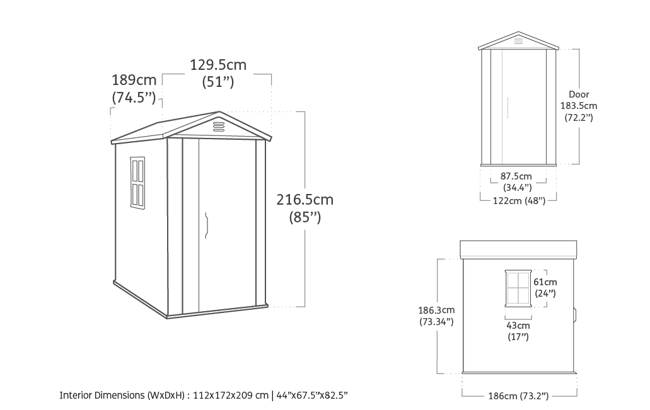 Caseta de exterior Factor 4x6 - 129.5x189x216,5 cm y 2,3m2 - Marrón