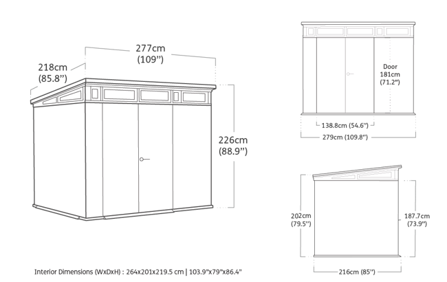 Abri de jardin Cortina 97 - 5,8m² - Gris Aspect Bois