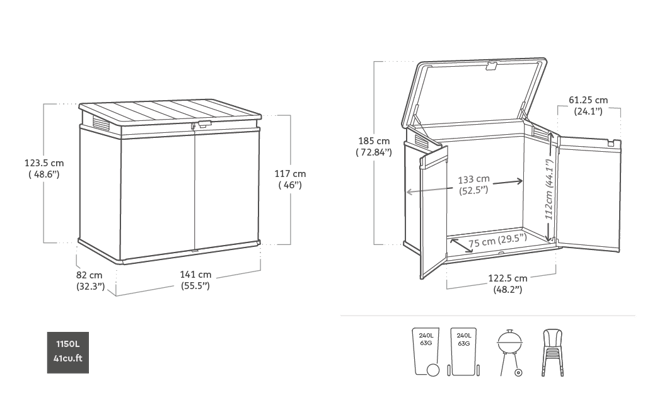 Elite Store 1150L Storage Shed - Grey