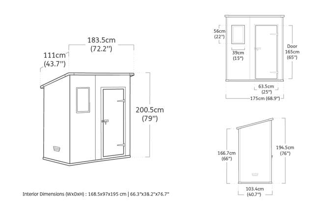 Manor Pent 64 Tuinhuis - 183,5x111x200,5cm - Grijs