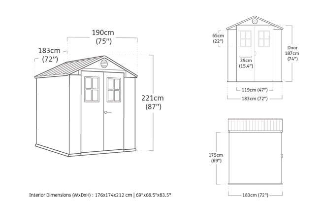 Darwin 6x6 Gartenhaus - Grau