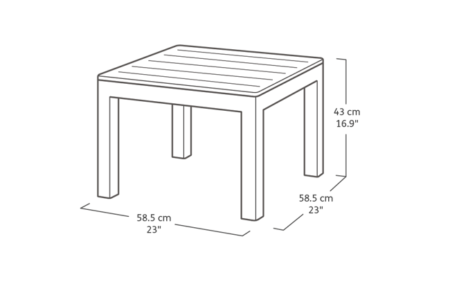 Salon de jardin San Remo 4 places avec table de rangement - Gris