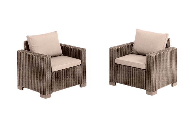 Pack de 2 sillones de exterior California 83x68x71.5 cm - Capuchino