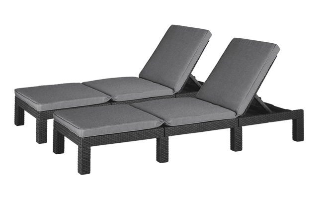 ‎Daytona Deluxe Ligbed - set van 2 – 195x65x25cm - Antraciet