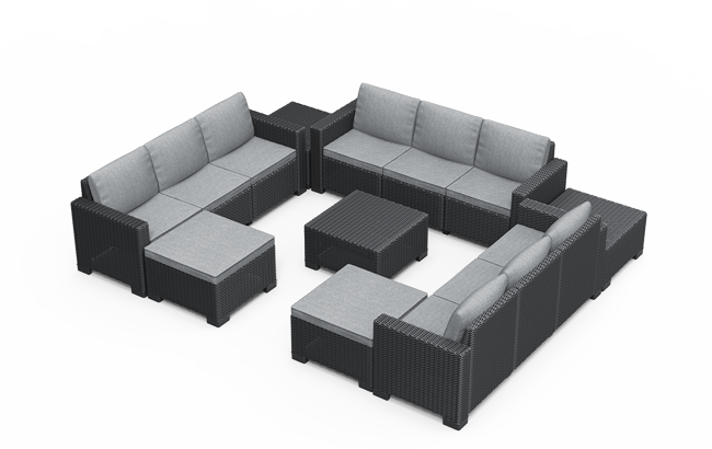 California 11 seater Corner Lounge Set - Grey