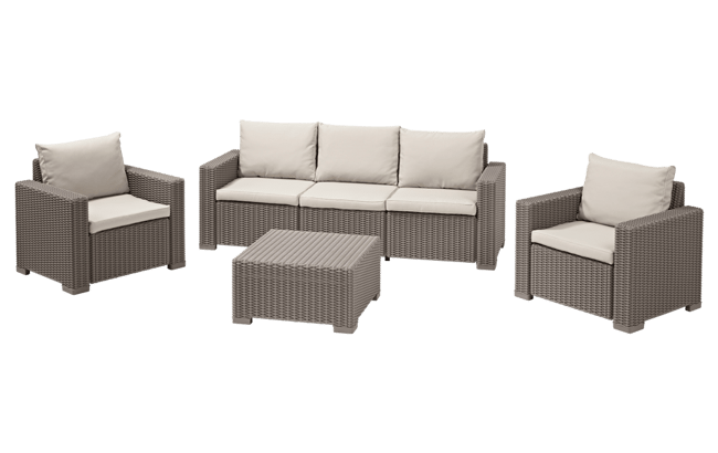 ‎California 5-zits Loungeset – 198x68x71,5cm - Cappuccino