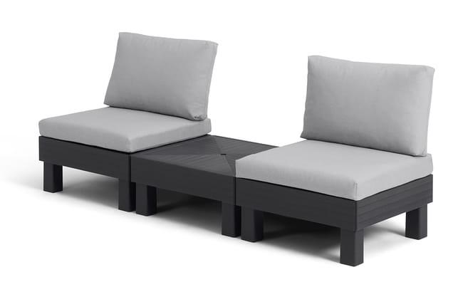 Elements 4-zits Loungeset + tafel - Zwart