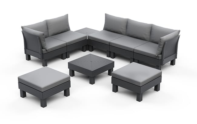 Elements 7 Seater Corner Modular Lounge Set - Graphite