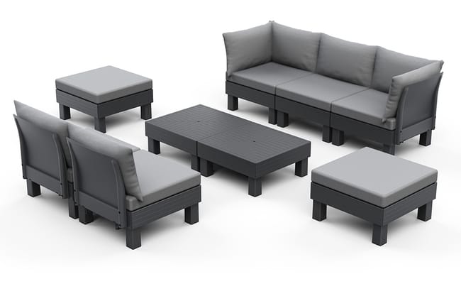 Elements 7 Seater Corner Modular Lounge Set - Graphite