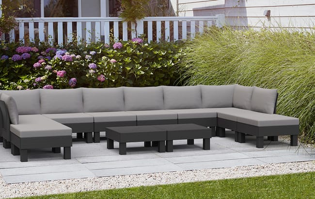 Elements 10 Seater Corner Modular Lounge Set - Graphite