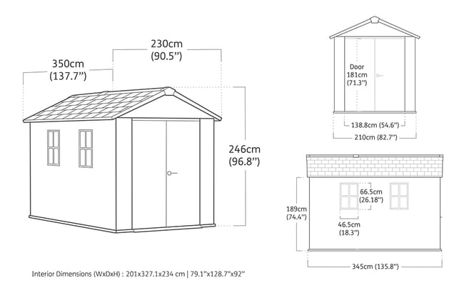 Newton Plus Shed 11x7.5ft - Grey