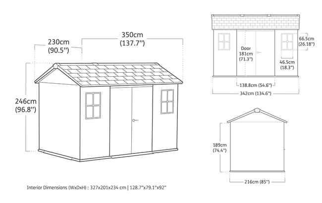 Newton Plus 7511 Tuinhuis - 230x350x246cm - Grijs