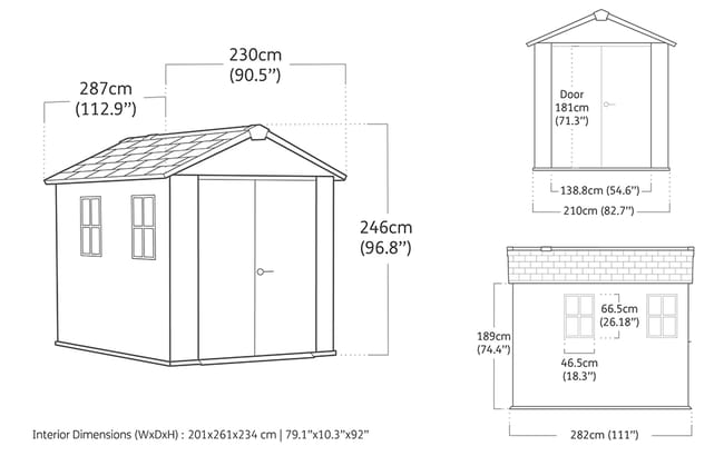 Abri de jardin Newton Plus 759 - 5,7m2 - Gris Aspect Bois