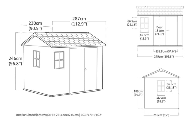 Newton Plus 975 Tuinhuis - 287x223x246cm - Grijs