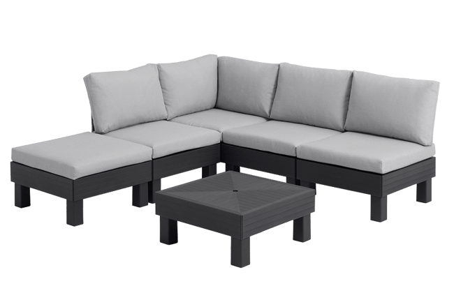 Elements 5 Seater Corner Modular Lounge Set - Graphite