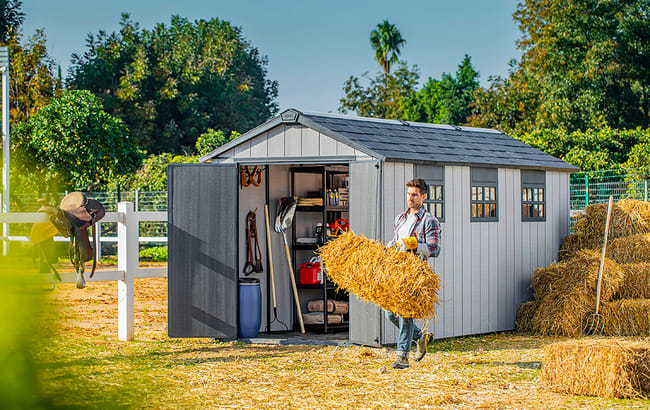 Oakland Grey Large Storage Shed - 7.5x15 Shed - Keter US