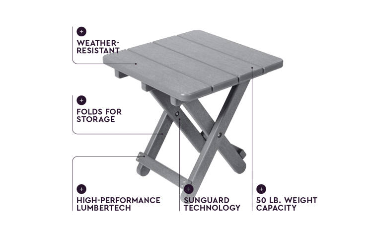 Grey Lakeside Square Small Outdoor Side Table - Keter US