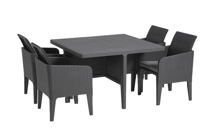 Santiago 4 Seater Dining Set - Grey