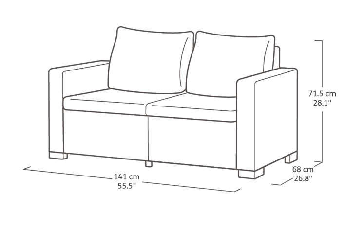 Sofá de 2 plazas de exterior California 141x68x71.5 cm - Capuchino