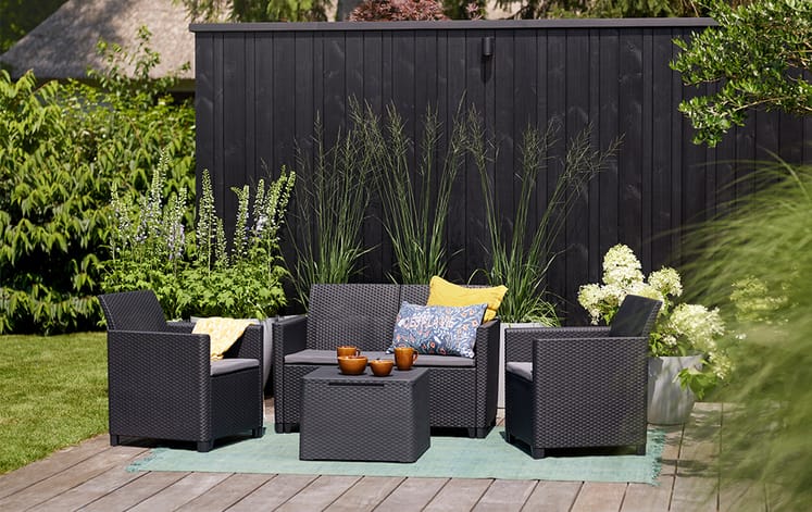 Salon de jardin Marie 4 places avec table basse - Anthracite