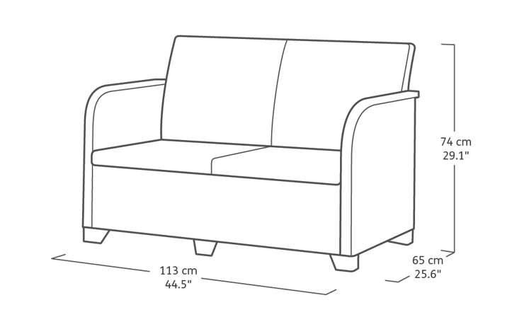 Rosalie 4 Seater Lounge Set with Storage Table - Grey