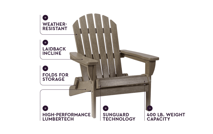 Brown Premium Willoughby Folding Adirondack Chair - Keter US