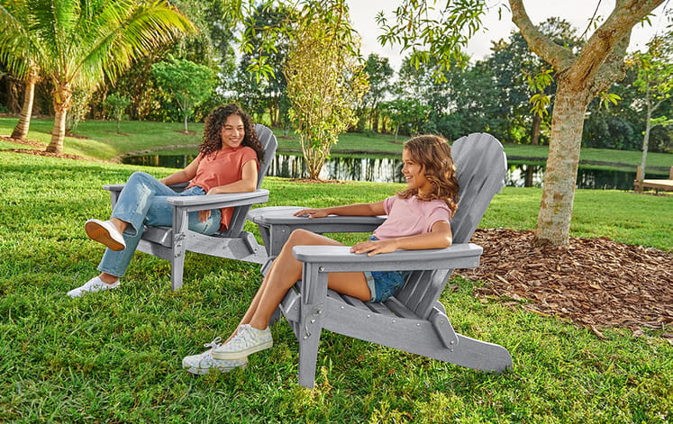 Grey Premium Willoughby Folding Adirondack Chair - Keter US