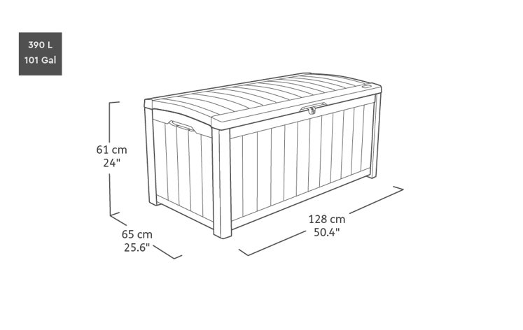 Arcón de exterior Glenwood 128x65x61 cm y 390L - Marrón