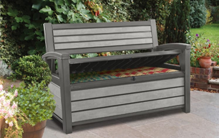 Hudson 227L Storage Bench - Grey