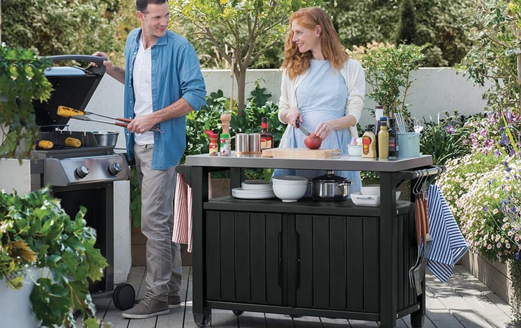 Unity XL Graphite Outdoor Kitchen Cart with Storage - Keter