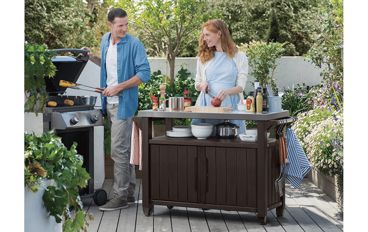 Unity XL Brown Outdoor Kitchen Cart with Storage - Keter