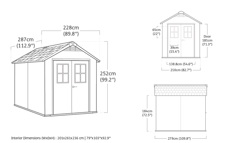 Newton 759 Gartenhaus - 228x287x252 cm - Braun