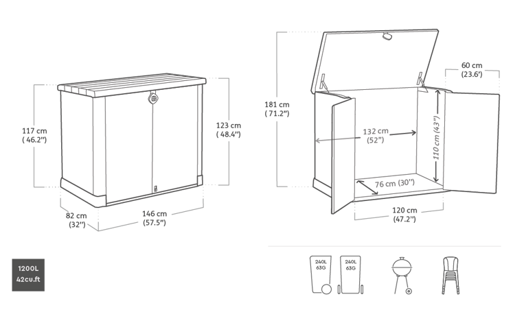 Store-it-out Ace Opbergbox - 1200L - Antraciet